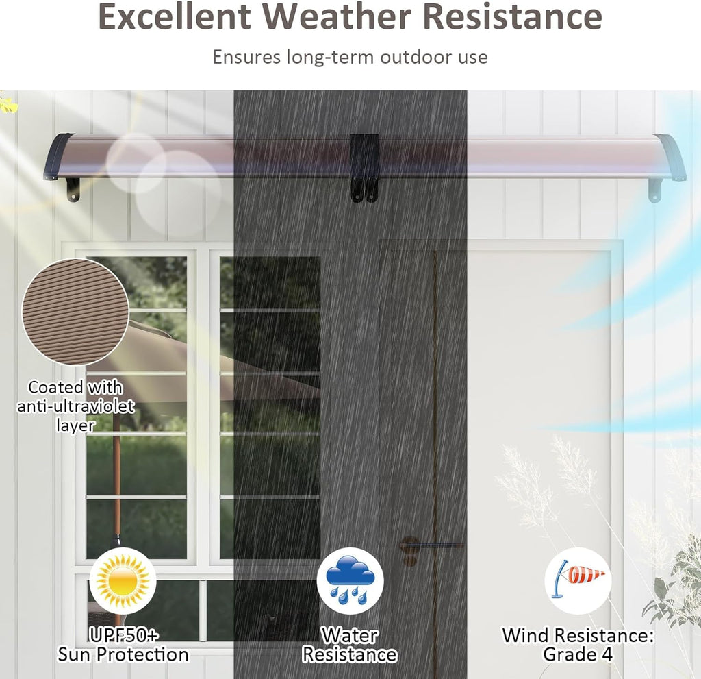 46”x38” UPF 50+ Polycarbonate Window Door Awning W200225
