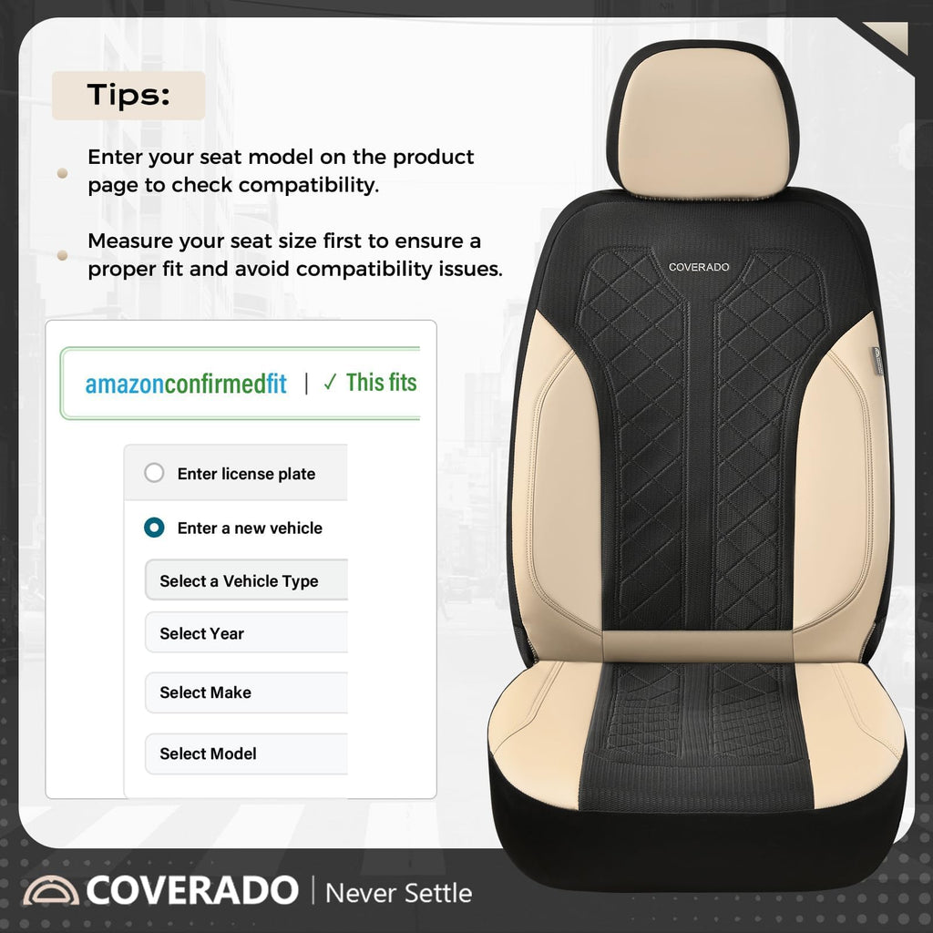 Beige 5-Piece PU Leather Mesh Car Seat Covers V2991