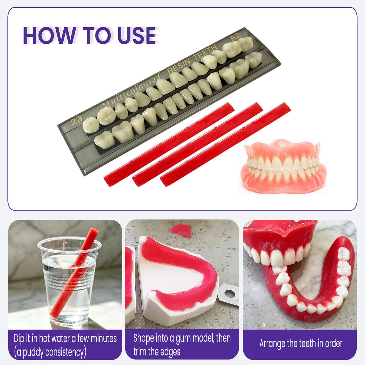 28 Pcs False Teeth Dentures Repair Kit C79988