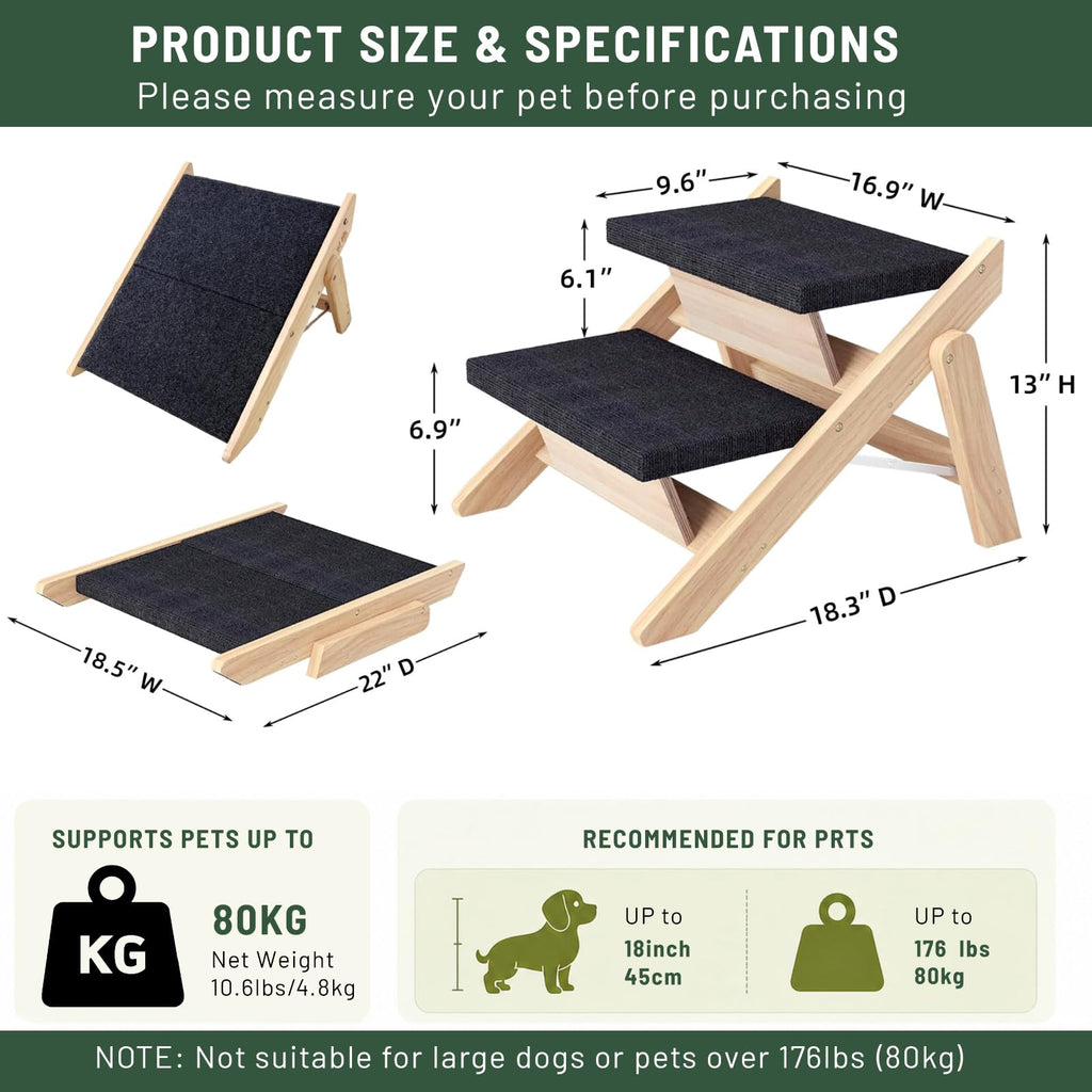 Wooden 2-in-1 Foldable Pet Stairs & Ramp H817