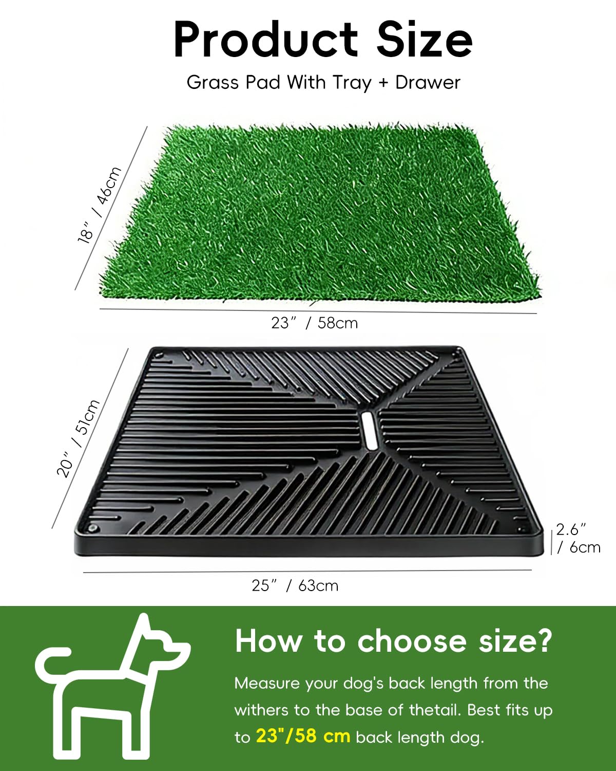 25" x 20" Artificial Grass Dog Potty Training Pad with Tray D990