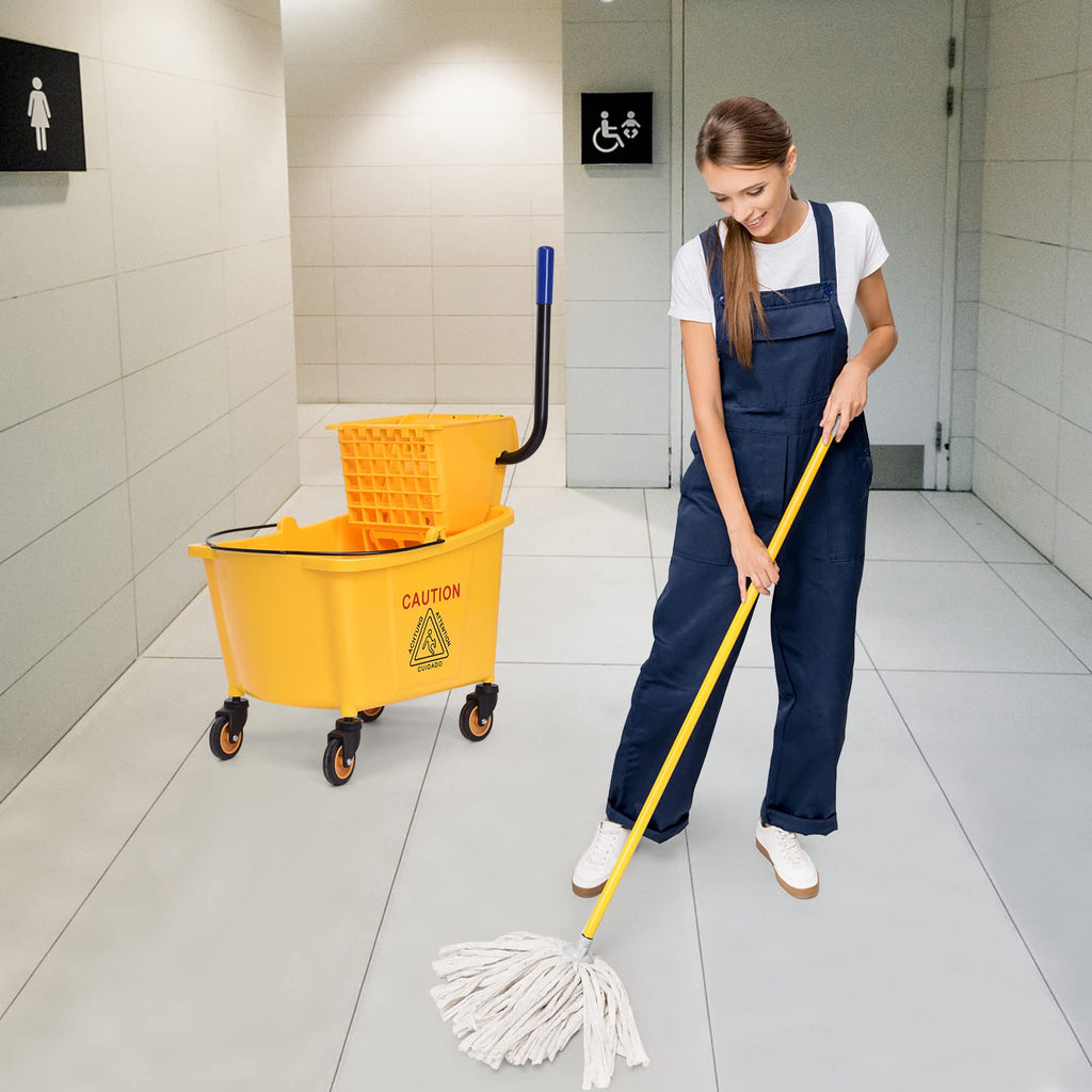 Yellow 35 Quart Commercial Mop Bucket with Wringer G130