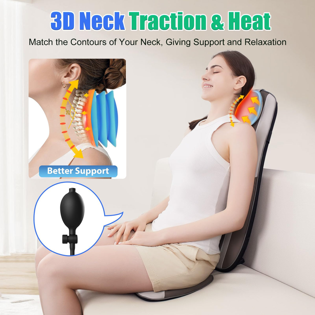 Shiatsu Back Massager with Heat, 2 Vibration Motors, PU Leather L68533