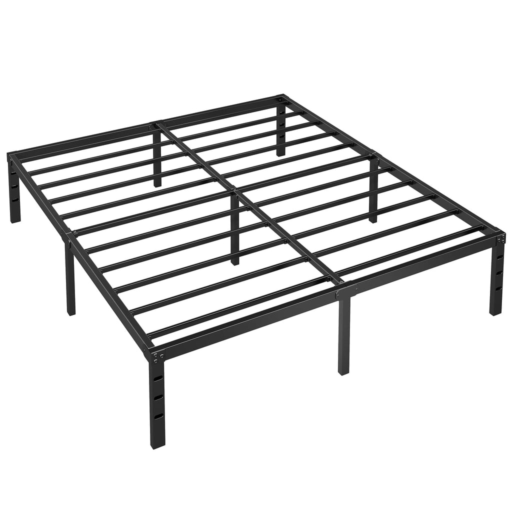 Black Metal Platform Bed Frame Full Size, 18 Inch Height with Underbed Storage P420391