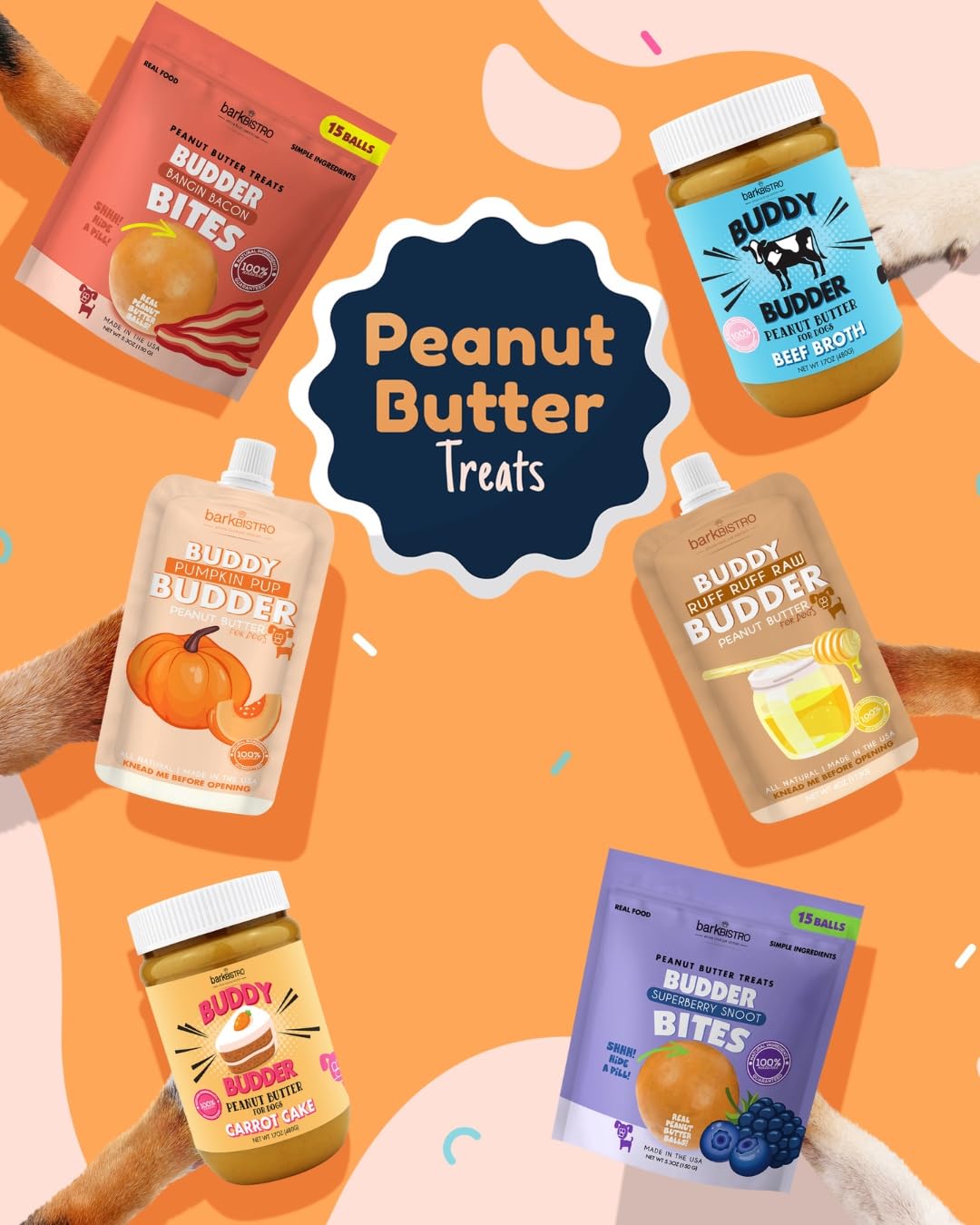 3pk 4oz Natural Dog Peanut Butter Pouches R371