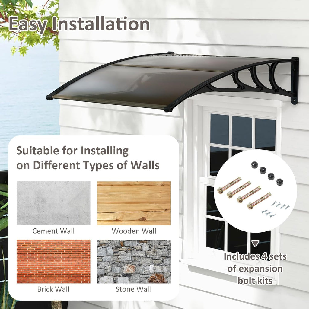 46”x38” UPF 50+ Polycarbonate Window Door Awning W200225