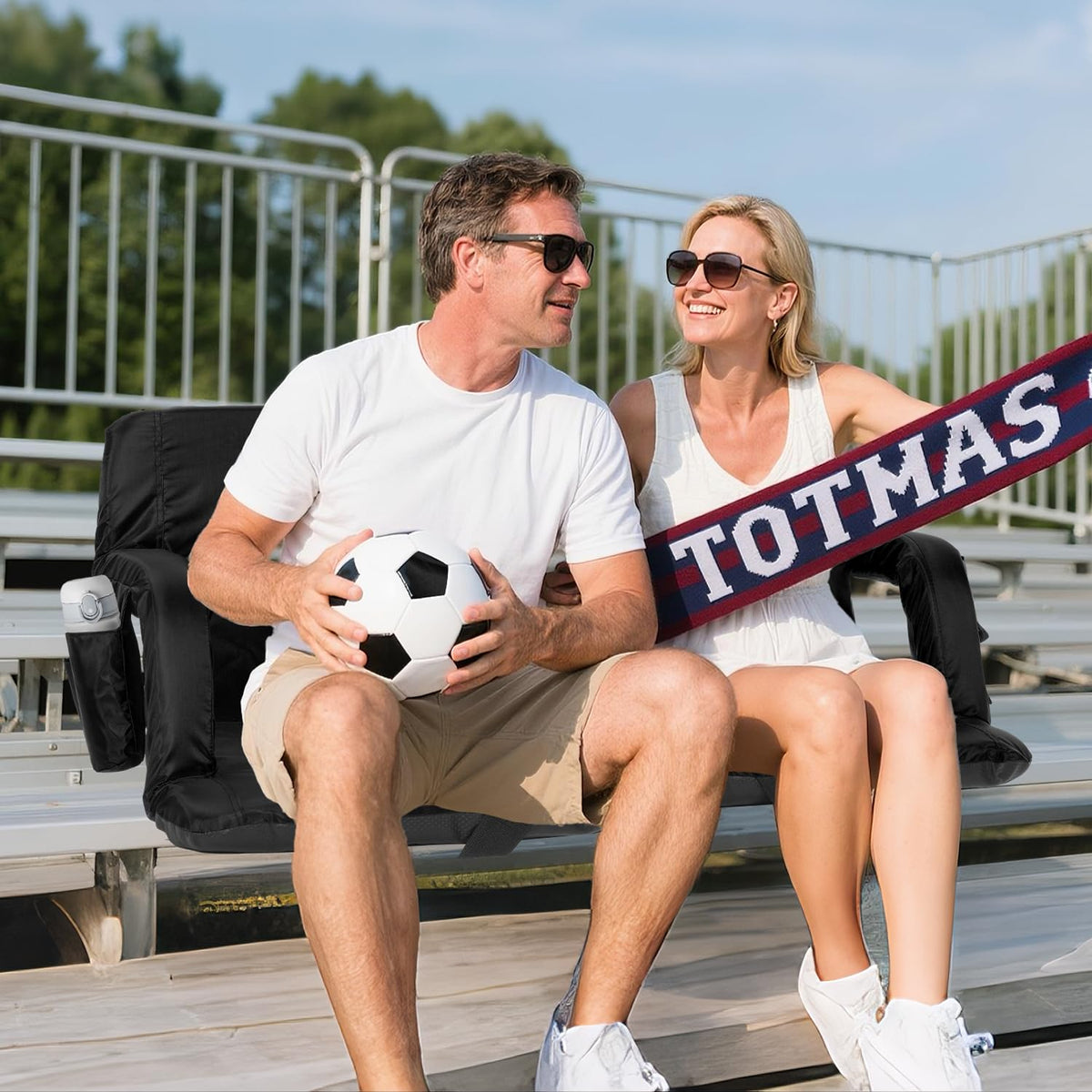 Stadium Seats with Back Support 2.5'' Thick Cushion 6 Adjustable Angle Bleacher Seat with Armrest U138