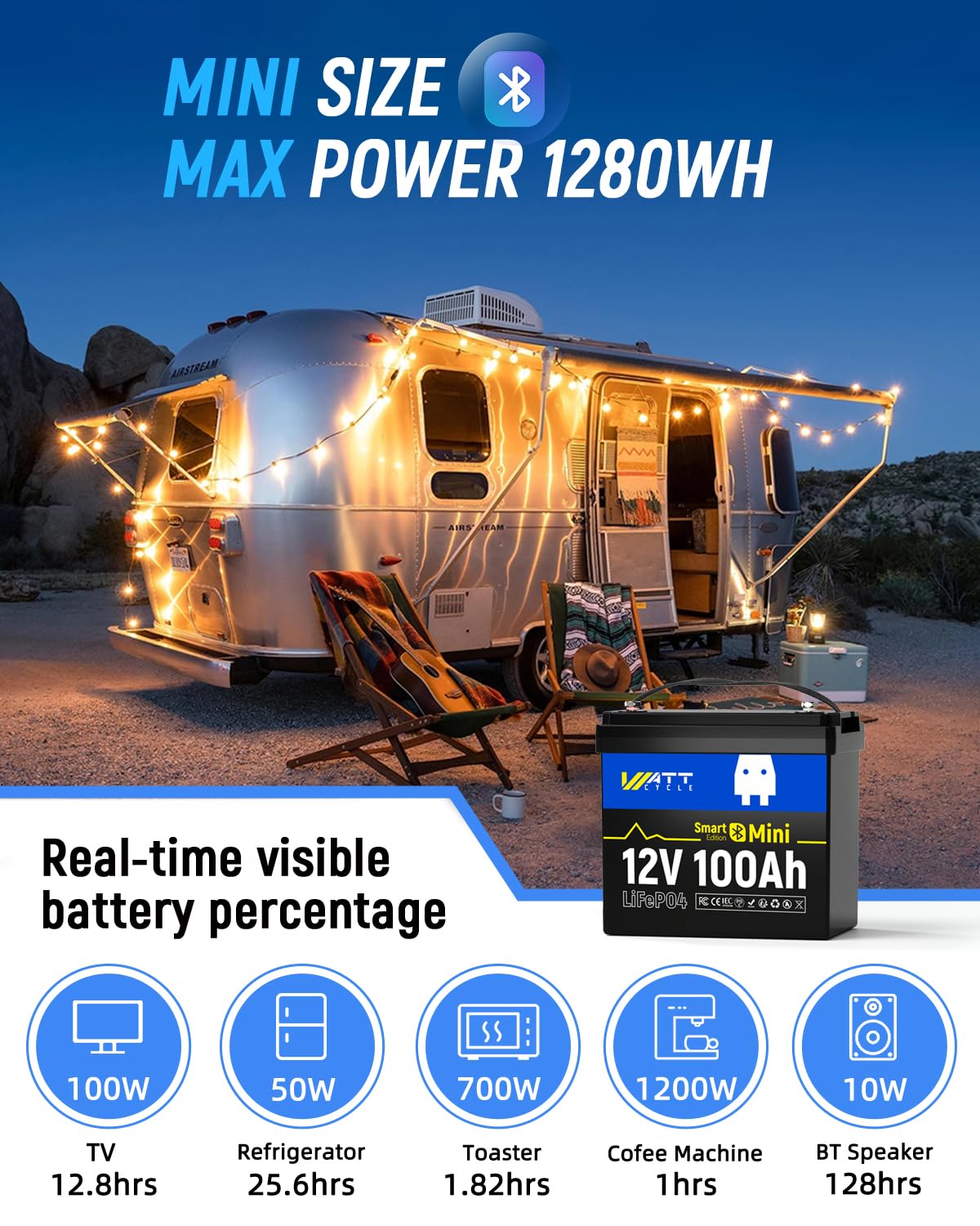 12V 100Ah Mini LiFePO4 Battery Group 24 W25677