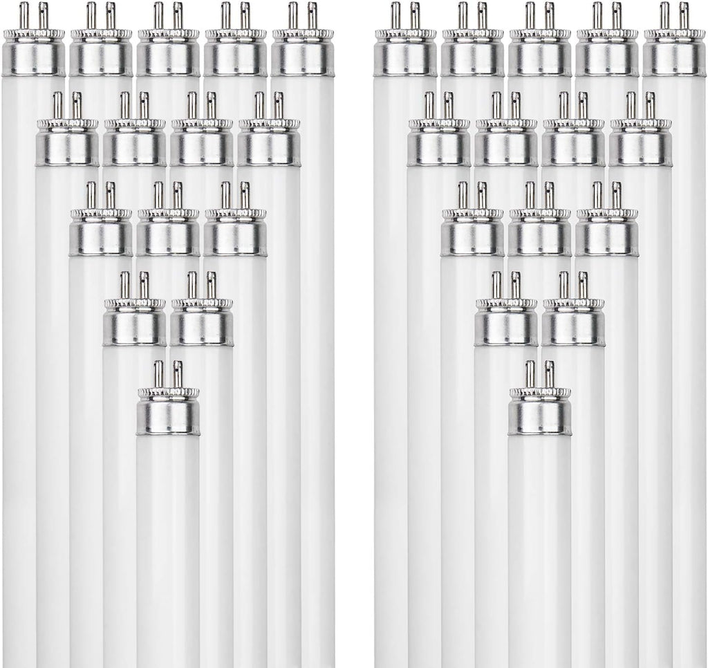 24 Inch T5 Fluorescent Bulb G5 Miniature Bipin Base High Output 1800 Lumens 3000K Soft White 24W Linear Tube Pack of 40 N434099