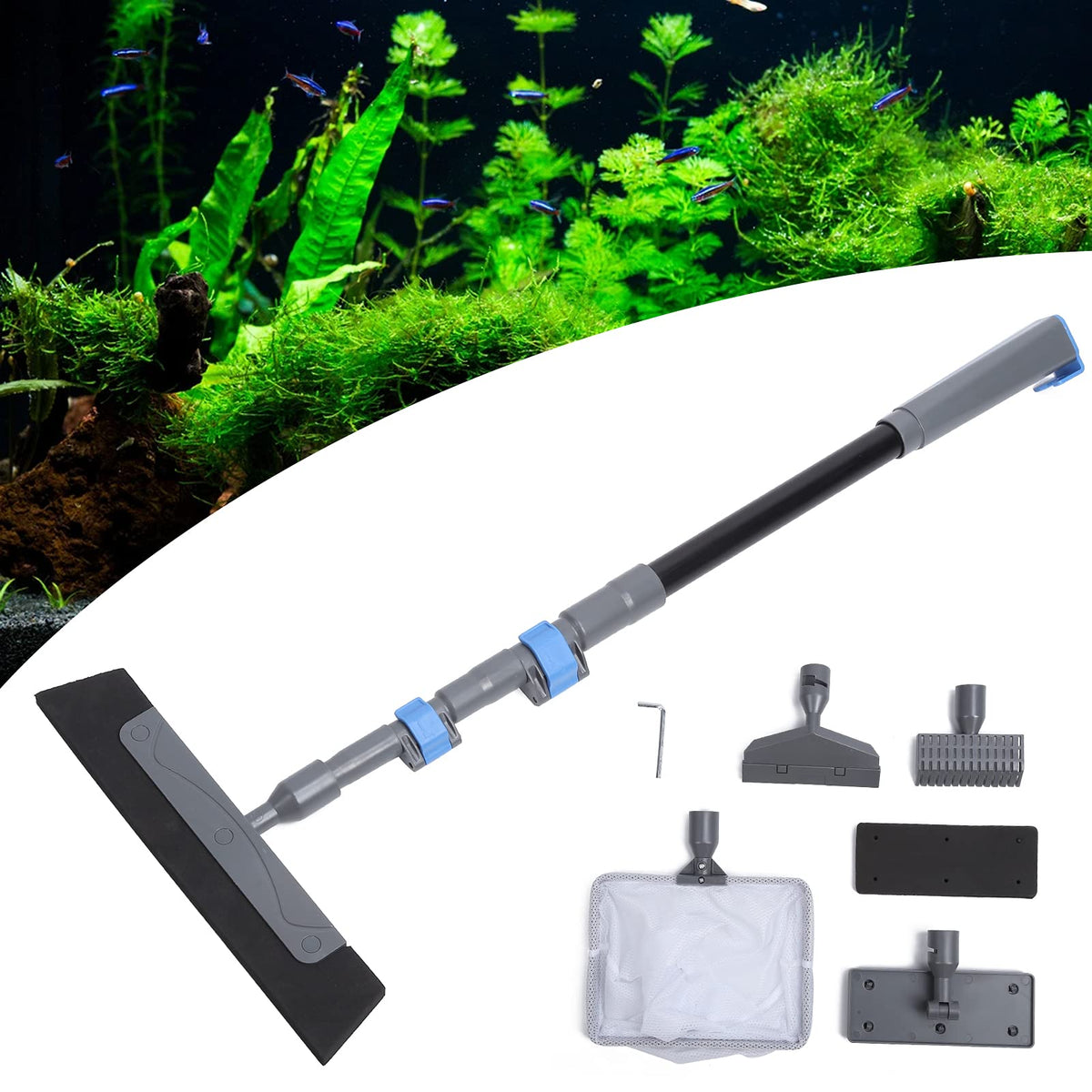 5 in 1 Aquarium Cleaning Tool Kit with Long Handle O8142