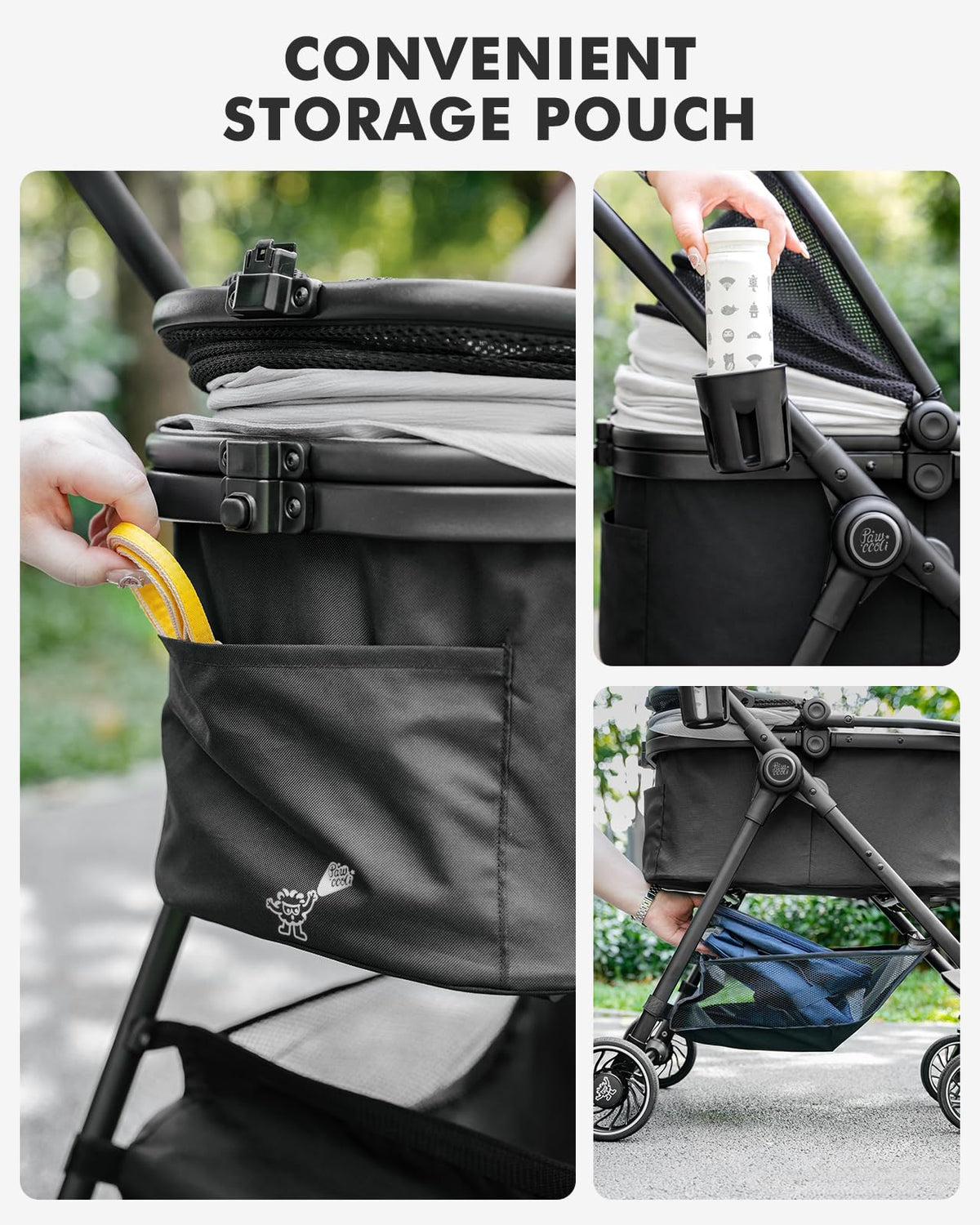 Black Foldable Pet Stroller with Detachable Carrier J285459