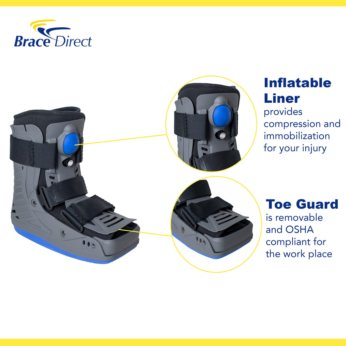 Lightweight Short Air Walking Boot with Toe Guard H421