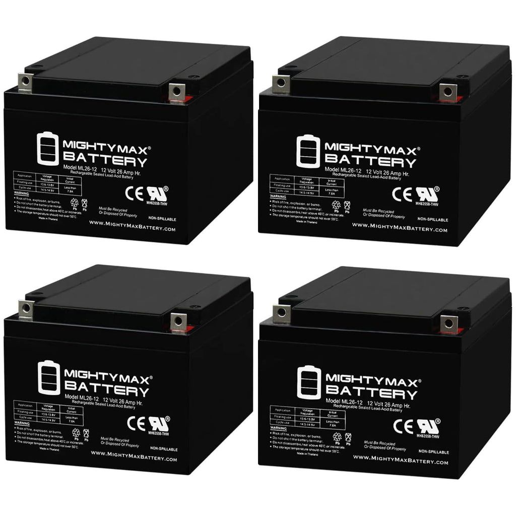 12V 26AH Sealed Lead Acid Battery 4 Pack C6304