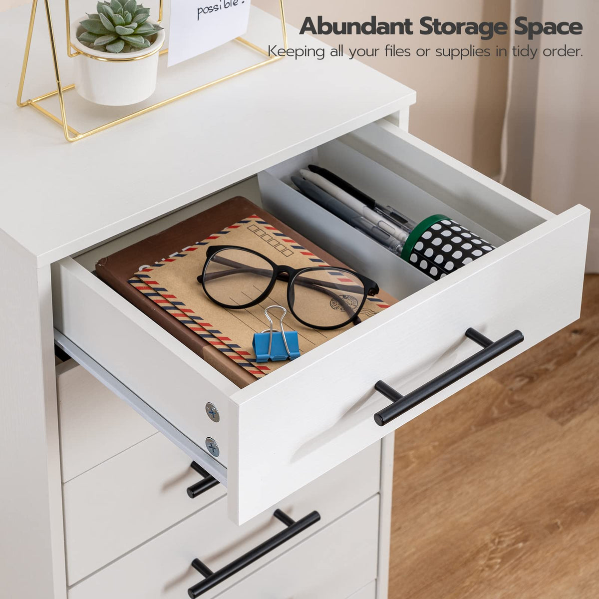 White 7 Drawer Wood File Cabinet I21266