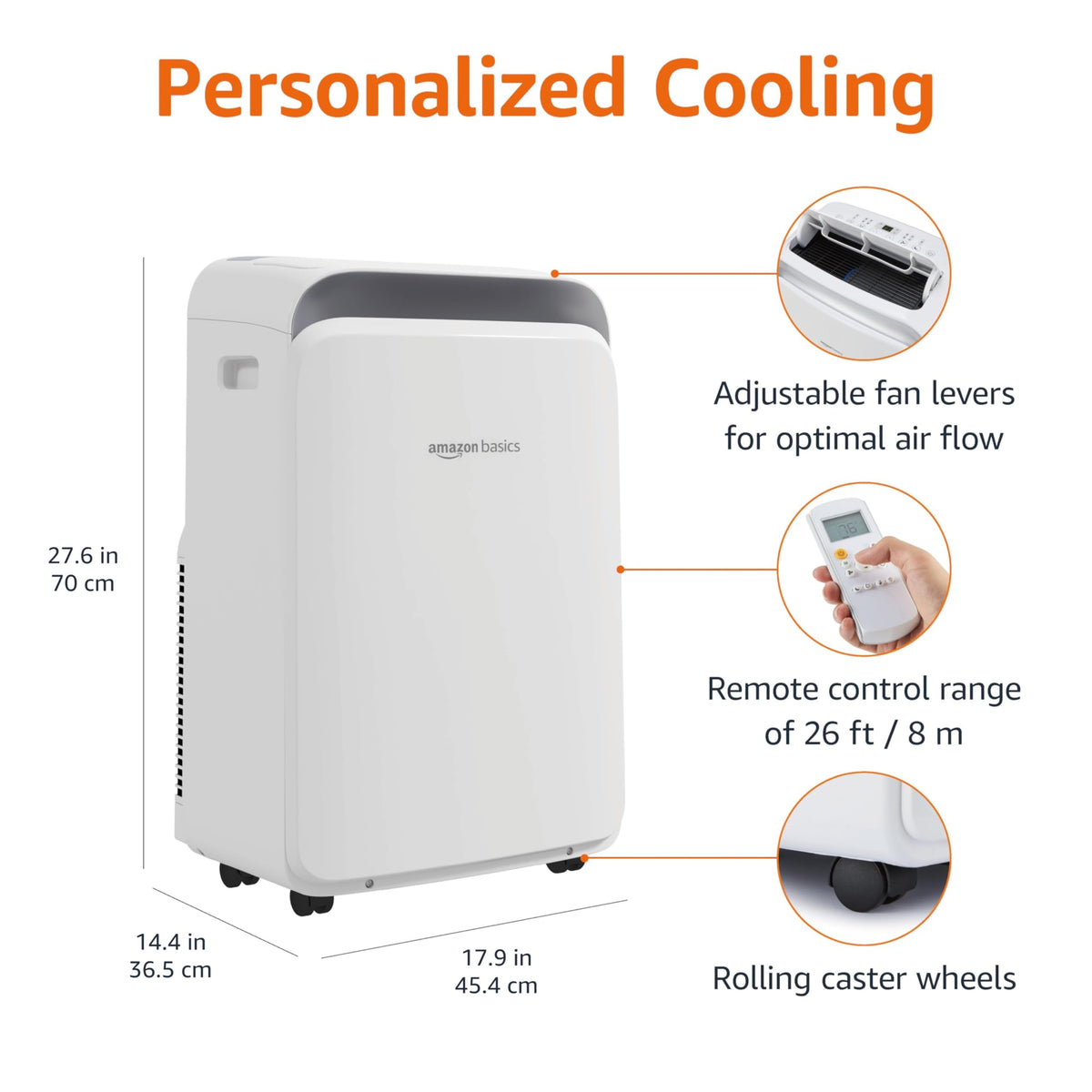3-In-1 Portable Air Conditioner with Remote, 10000 BTU, White J4239