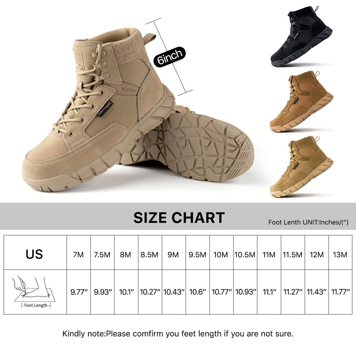 Men's 6 Inches Lightweight Waterproof Suede Leather Work Boots J540