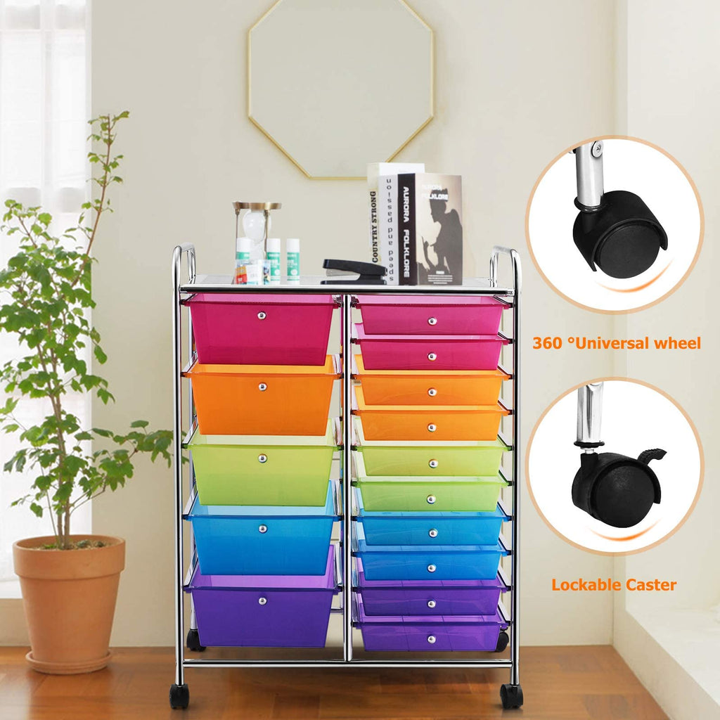 15 Drawer Rolling Storage Cart with Wheels U6059