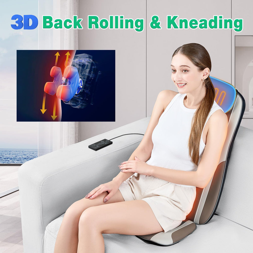 Shiatsu Back Massager with Heat, 2 Vibration Motors, PU Leather L68533