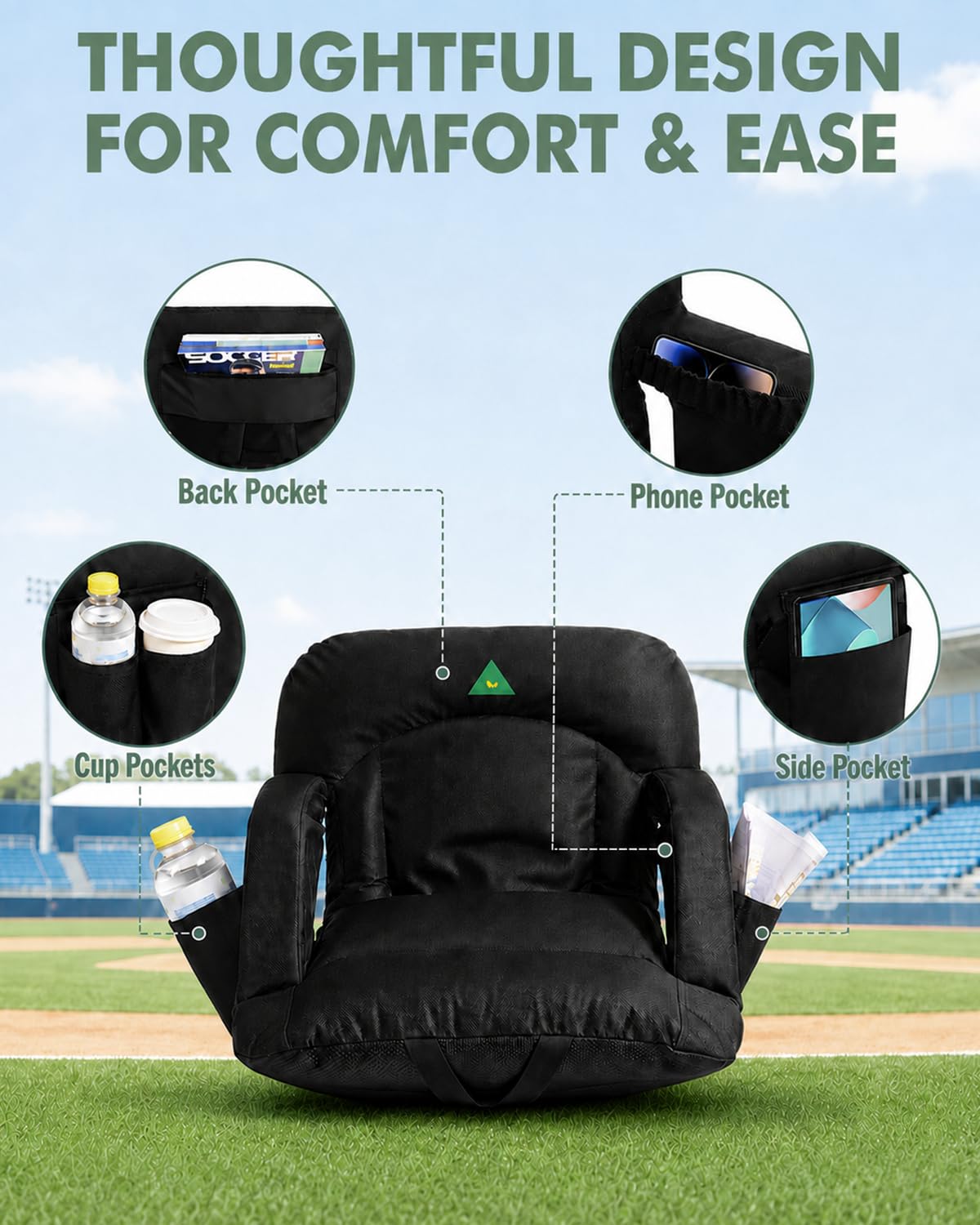 25" Wide Stadium Seats with Armrests & Back Support C697373