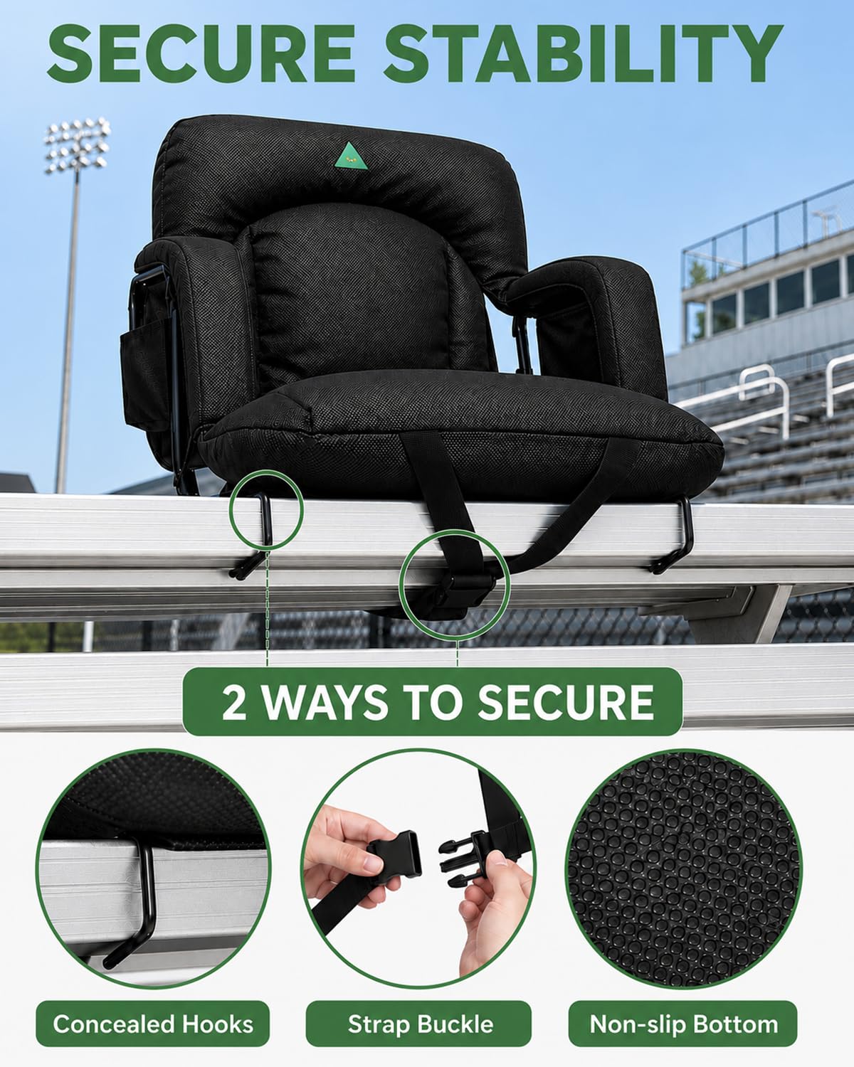25" Wide Stadium Seats with Armrests & Back Support C697373