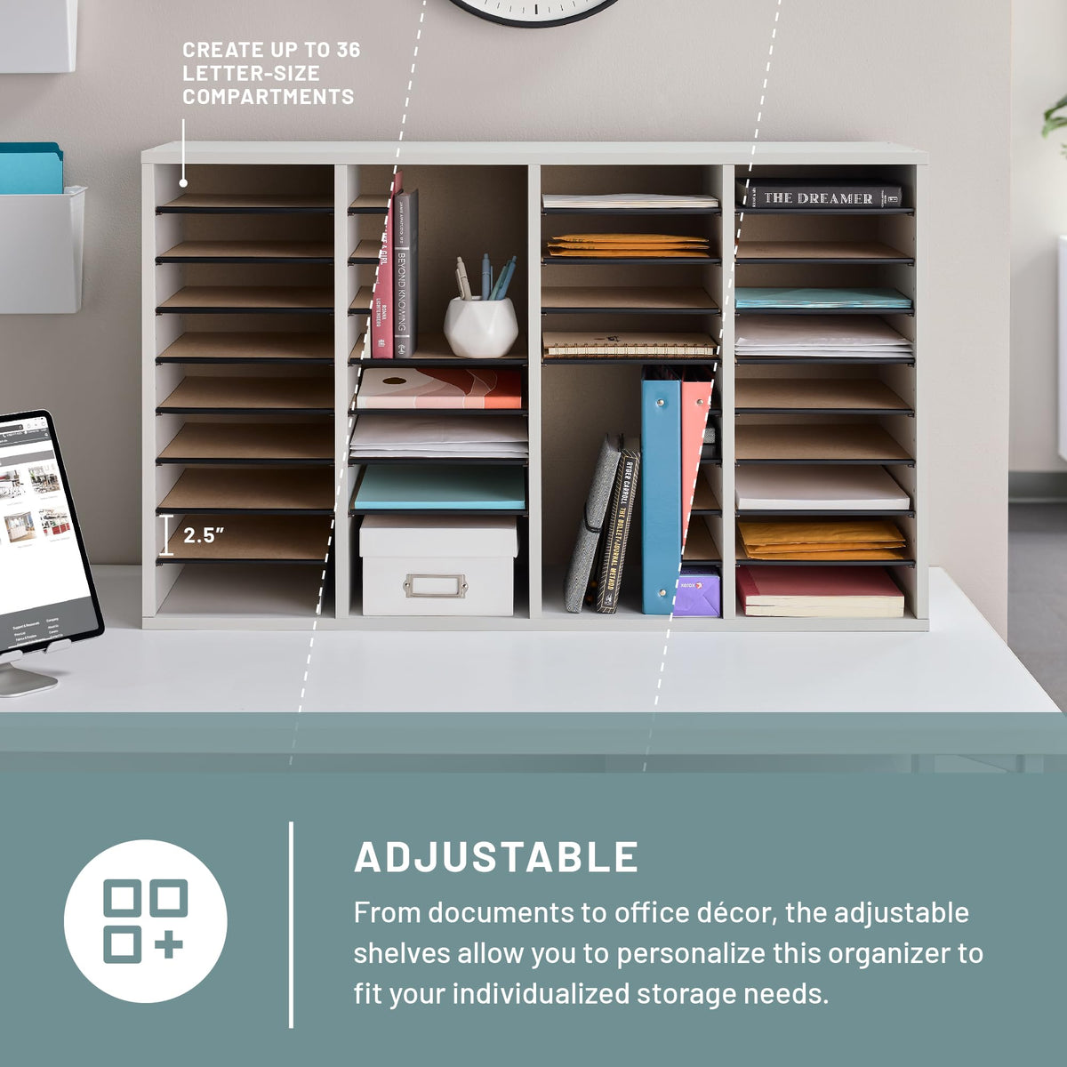 36 Compartments Wood Literature Organizer G659595
