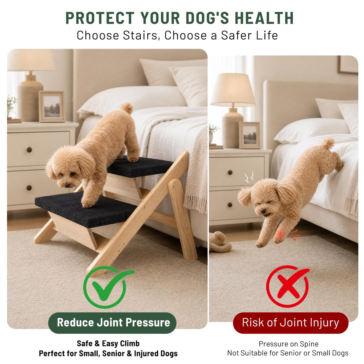 Wooden 2-in-1 Foldable Pet Stairs & Ramp H817
