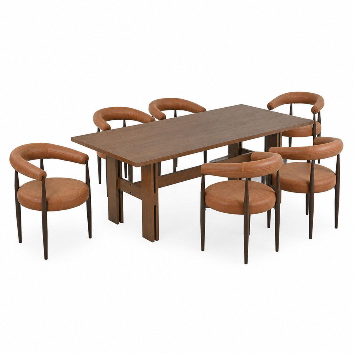 7-Piece Rubber Wood Dining Table Set with Chairs R86401