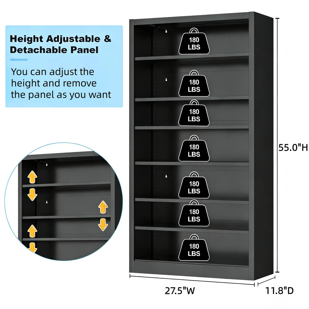 Black 7 Tier Metal Media Storage Cabinet Q427