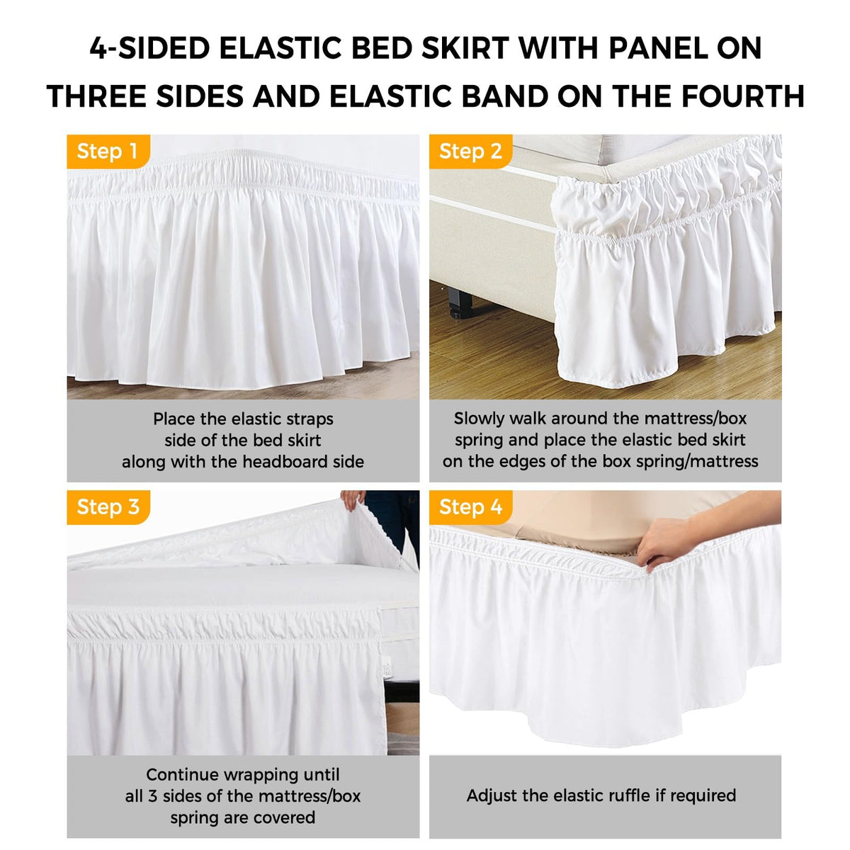 Ruffle Wrap Around Bed Skirt California King 18" Drop W343