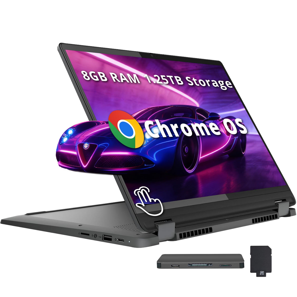 14" WUXGA Touchscreen 2-in-1 Chromebook, Intel Core i5, 8GB, 1.25TB Storage, Gray O812