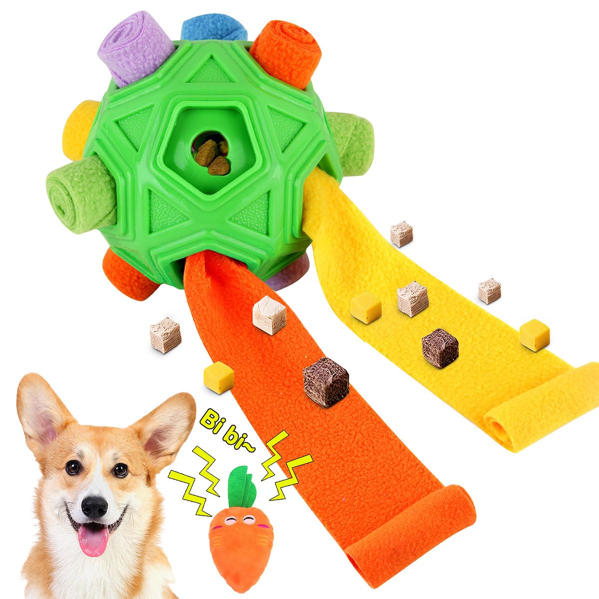 Interactive Puzzle Dog Toys Slow Feeder with Squeaky Carrot Toy T126
