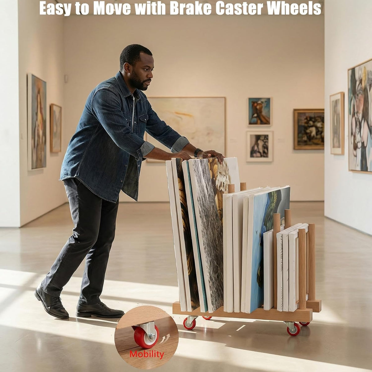 Artwork Storage Rack with Brake Caster Wheels 12in U18846