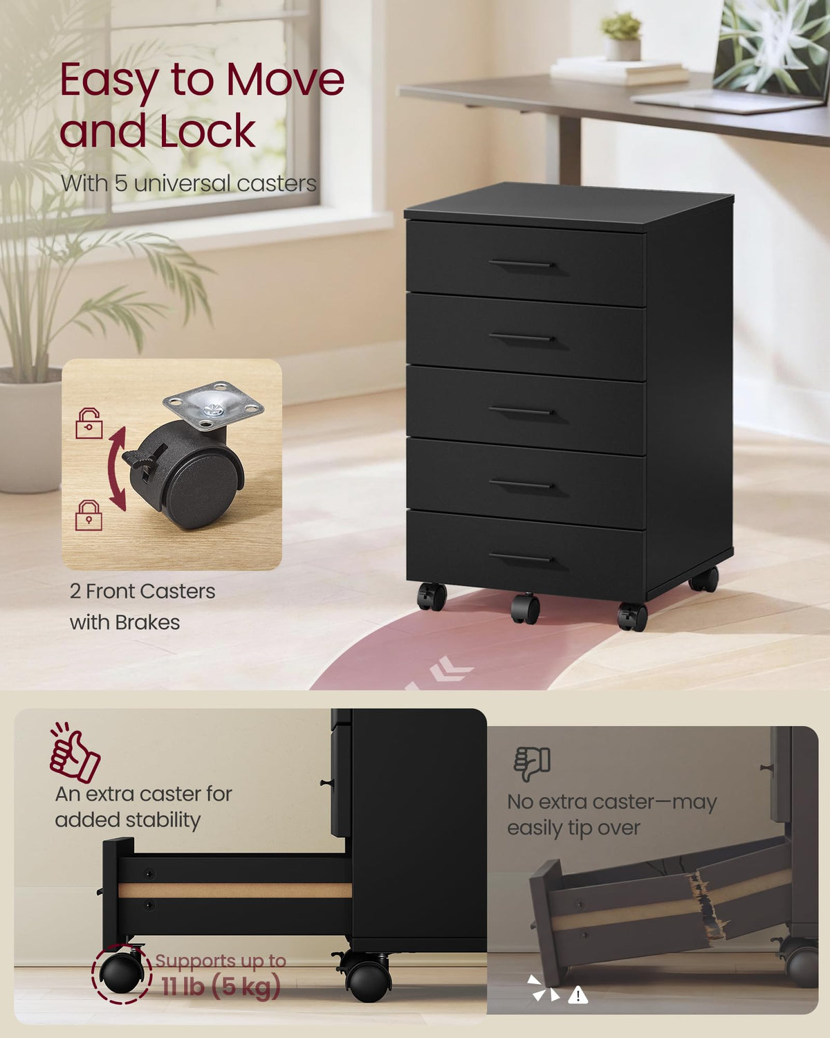 Mobile Pedestal Filing Cabinet with Wheels X19891