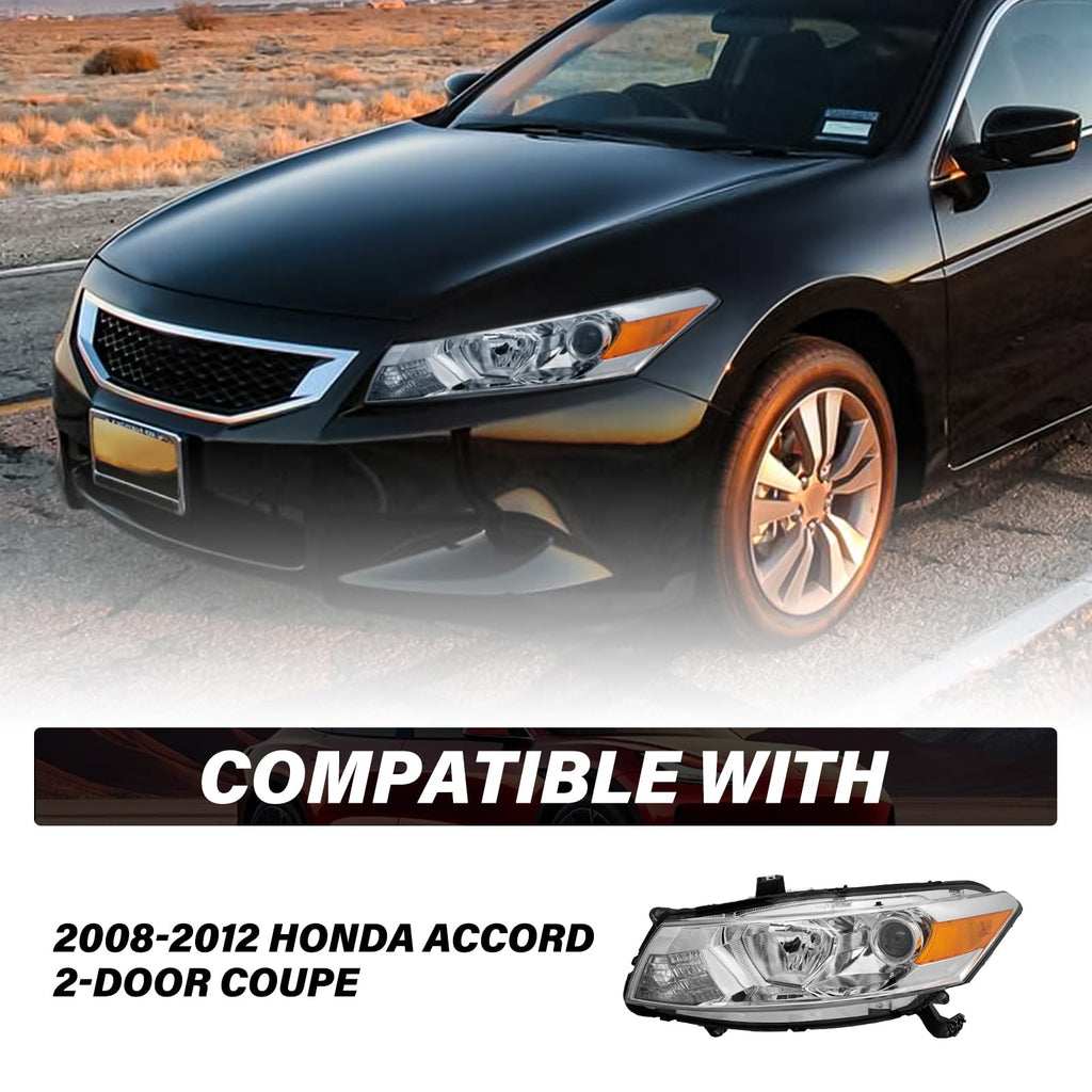 Headlight Assembly Replacement Chrome Housing with Amber Reflector D860
