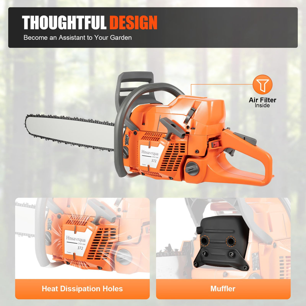 Gas Powered Chainsaw, 72cc 2-Cycle Engine, 24'' Handheld H12677