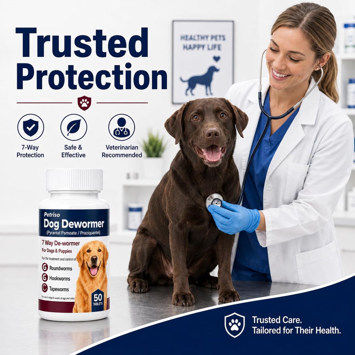 Dewormer for Dogs, 50 Tablets Z858