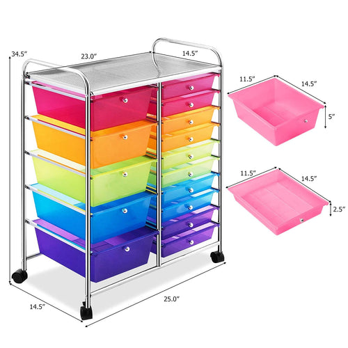 15 Drawer Rolling Storage Cart with Wheels U6059