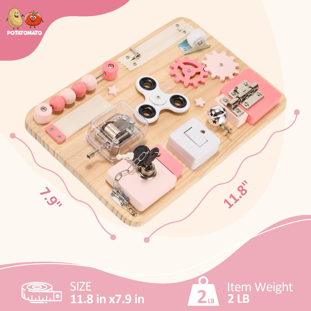 Pink Montessori Wooden Busy Board W485