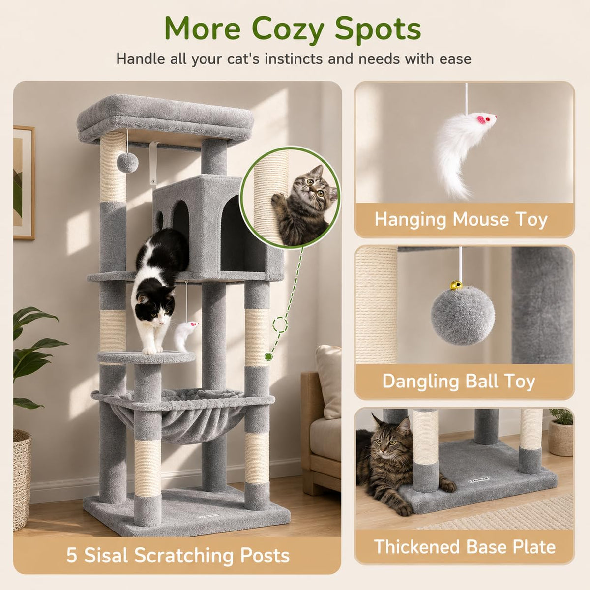Cat Tree Tower with Scratching Post A439