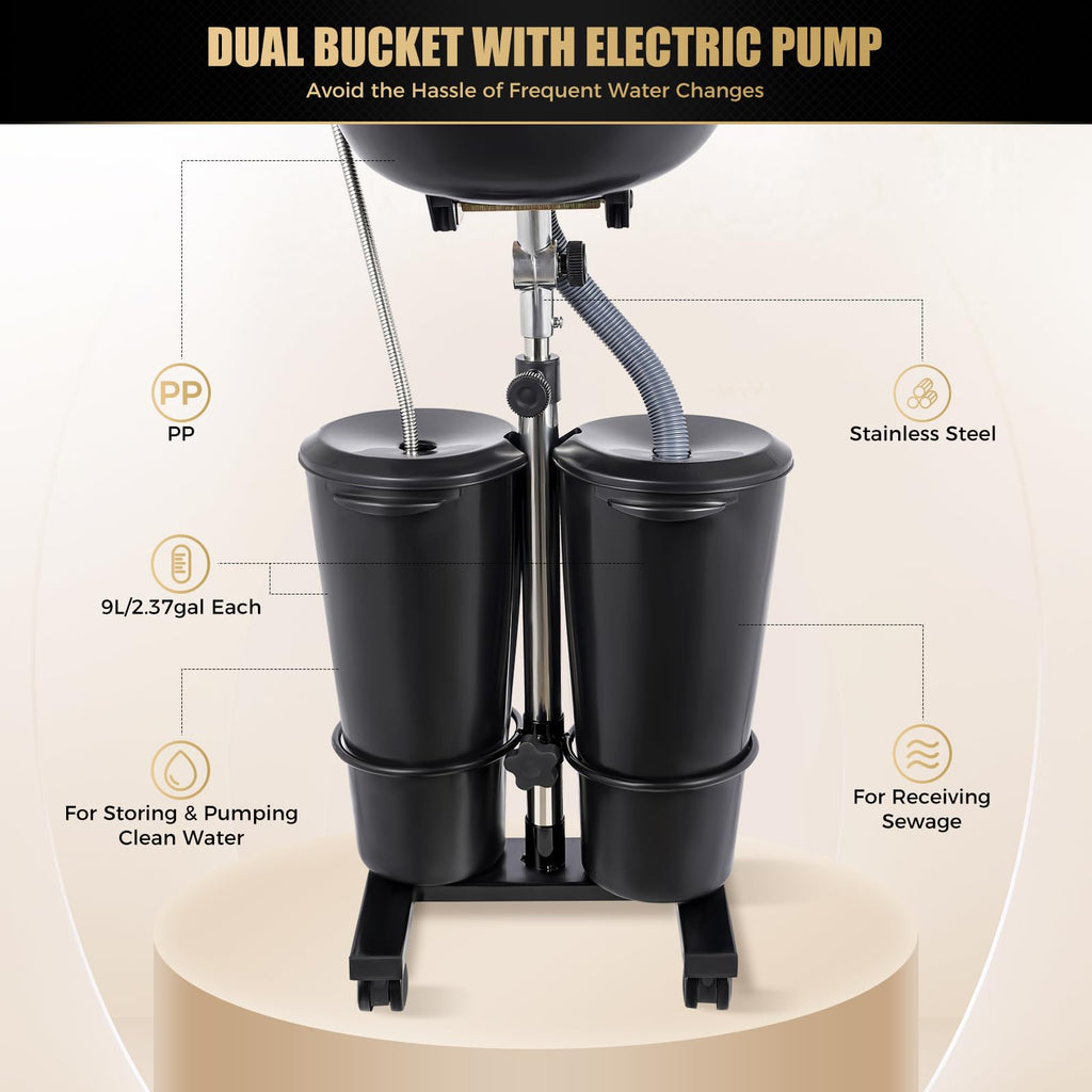 Portable Shampoo Bowl with Adjustable Height and Downspout U523047