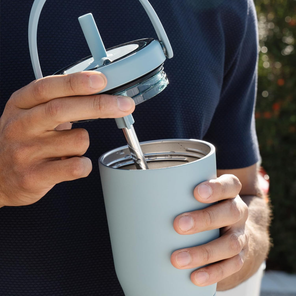 25oz Leakproof Stainless Steel Travel Tumbler with Handle & Straw D644785