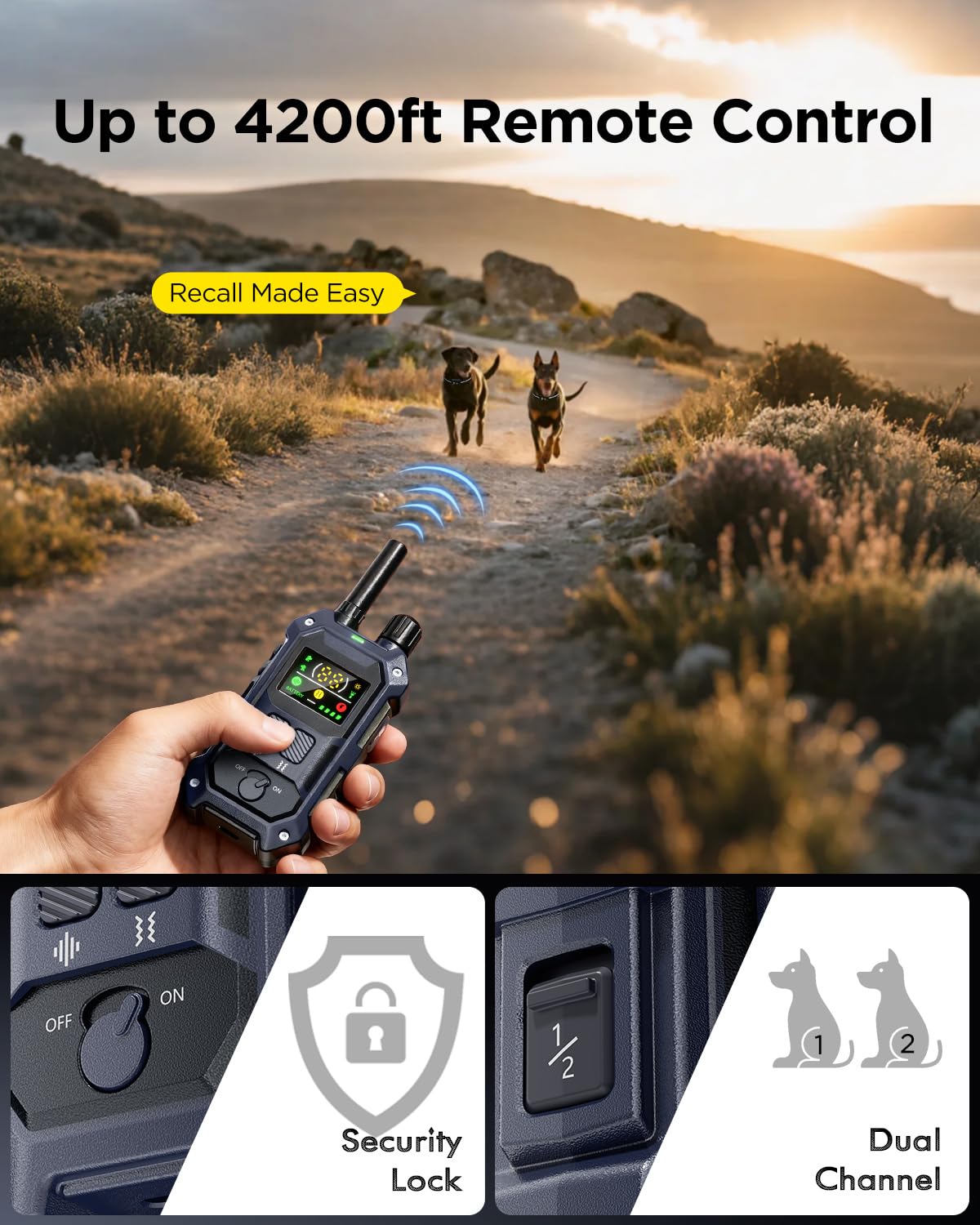 2 Dogs Dog Training Collar with Remote, 4 Training Modes, IP67 Waterproof X130