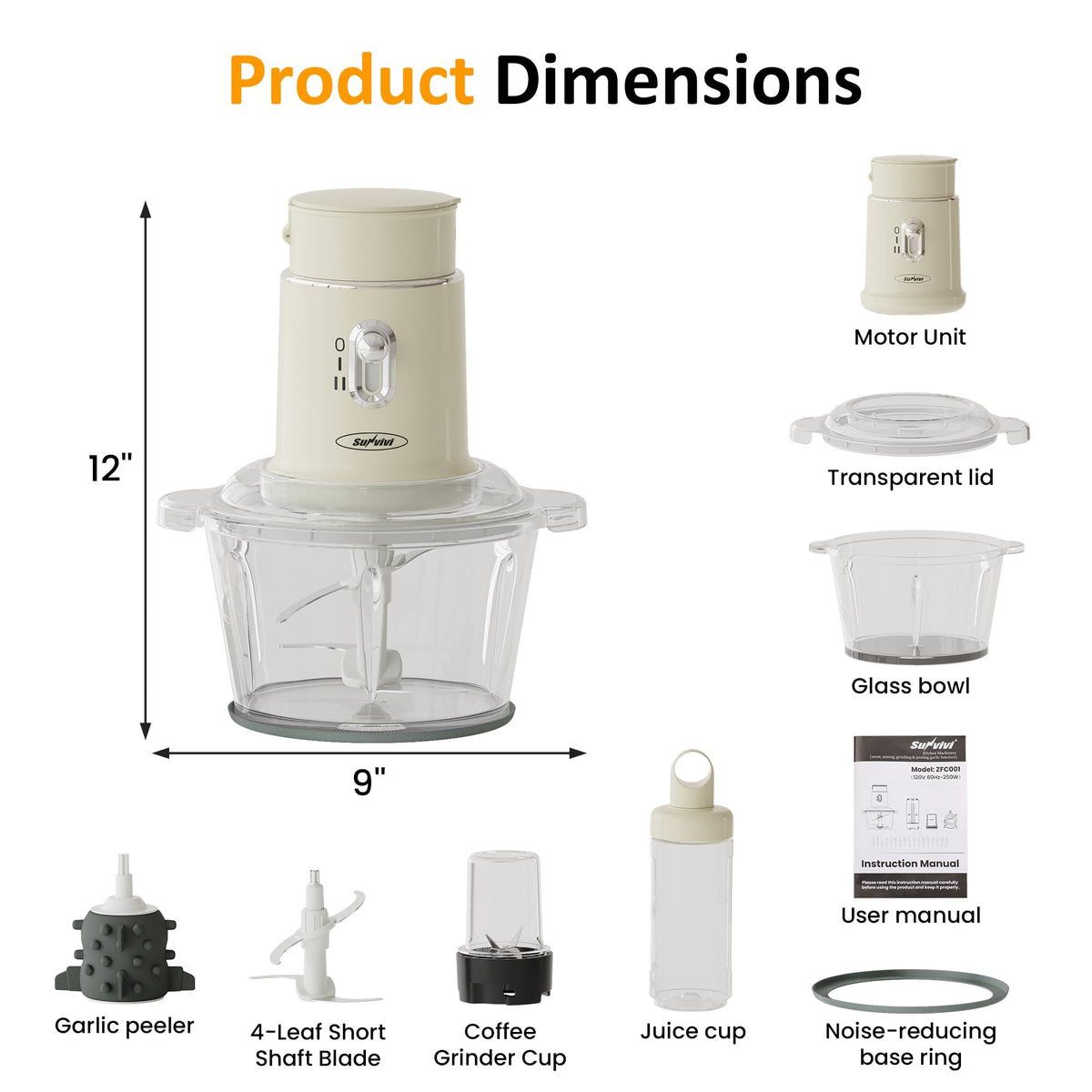 4-in-1 Electric Food Chopper & Small Food Processor M15245