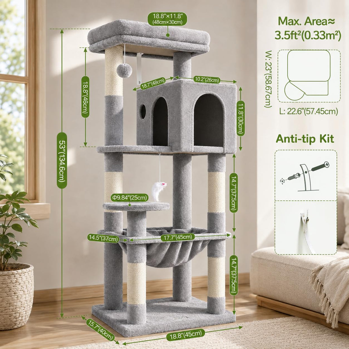 Cat Tree Tower with Scratching Post A439