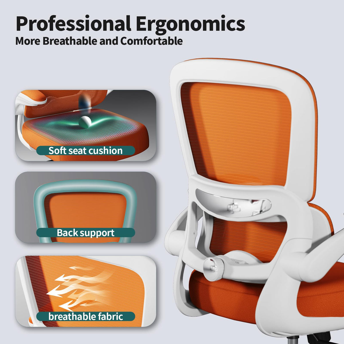 Orange Ergonomic Mesh Office Chair D1427