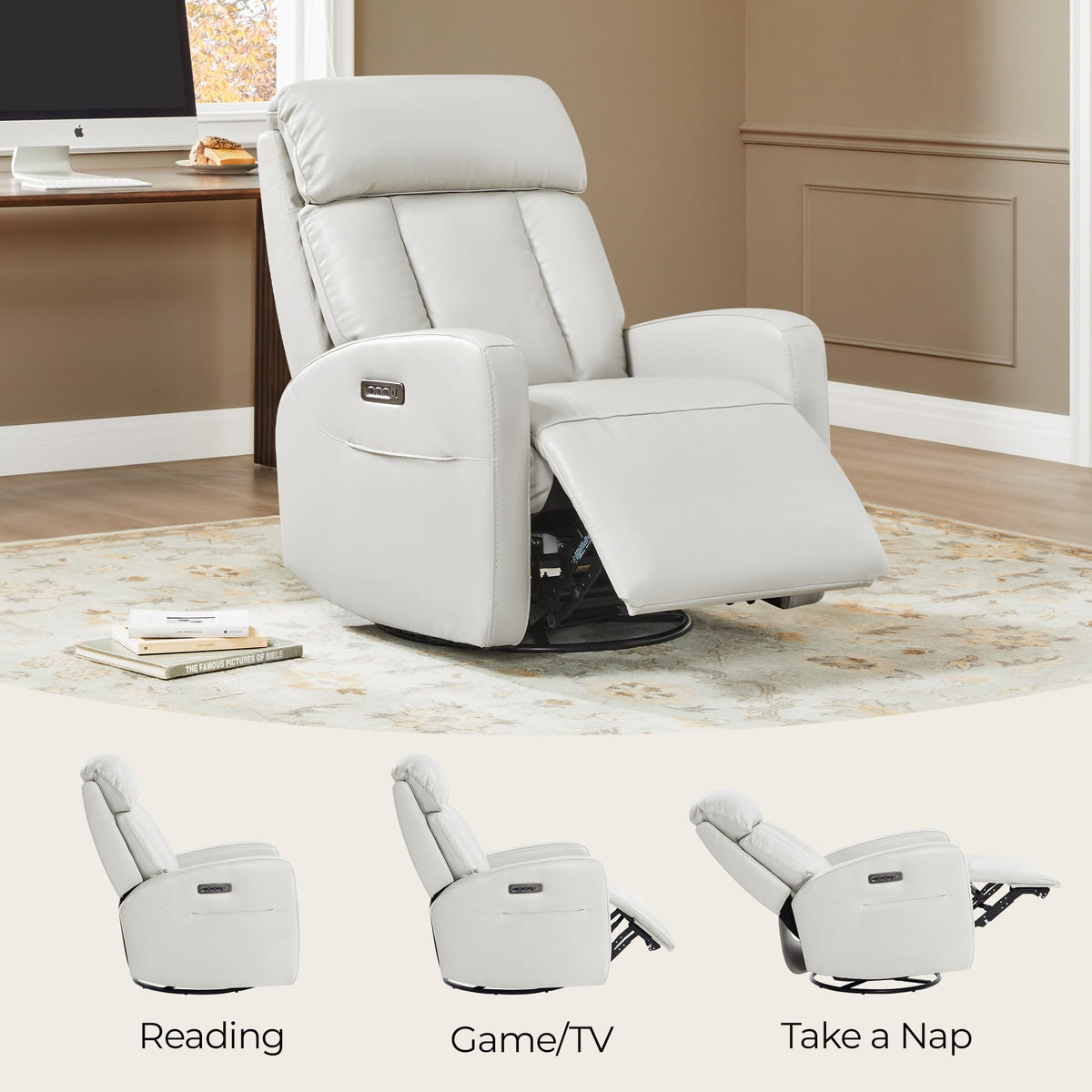 Genuine Leather Power Recliner Chair W196