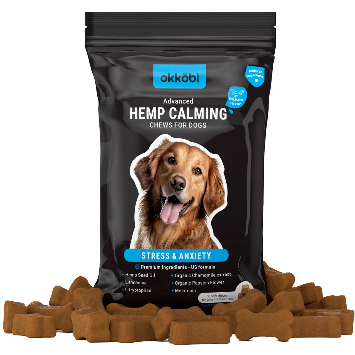 Chicken Flavor 60 Count Calming Chews for Dogs I483
