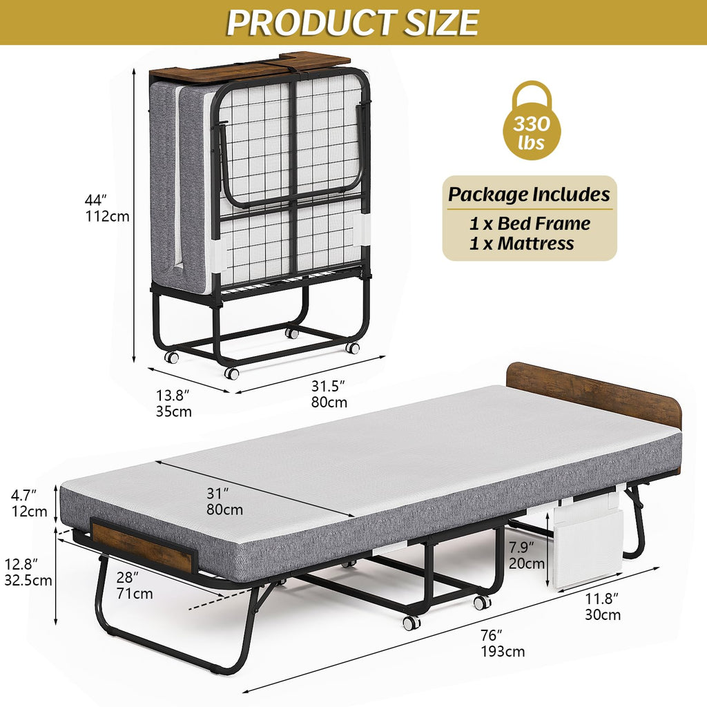 Folding Bed with 5" Mattress Cot Size P728