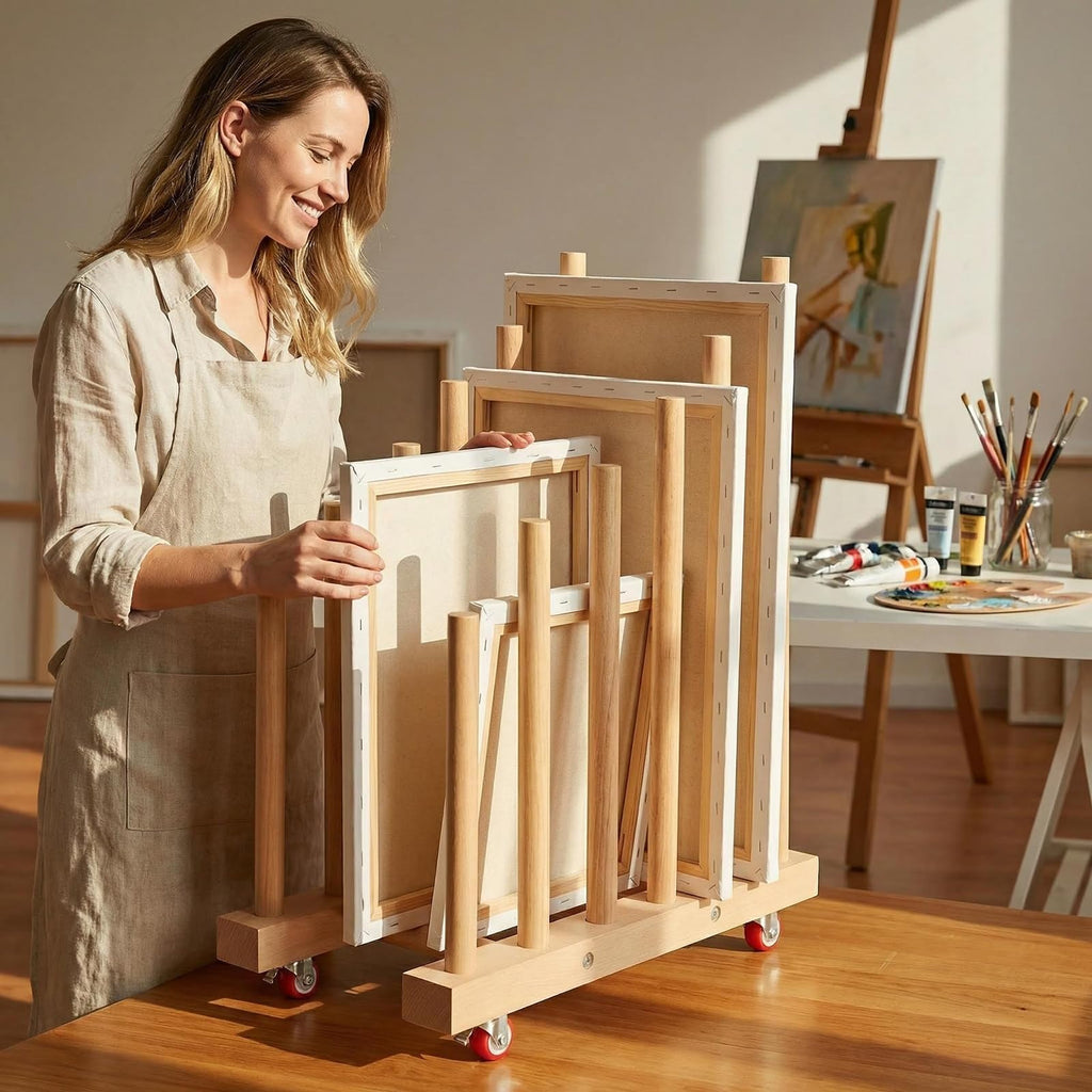 Artwork Storage Rack with Brake Caster Wheels 12in U18846