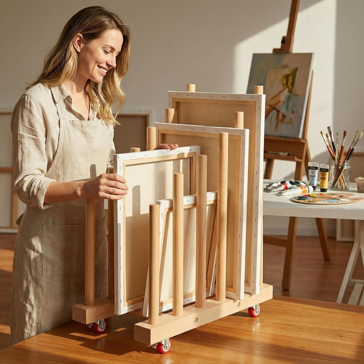 Artwork Storage Rack with Brake Caster Wheels 12in U18846